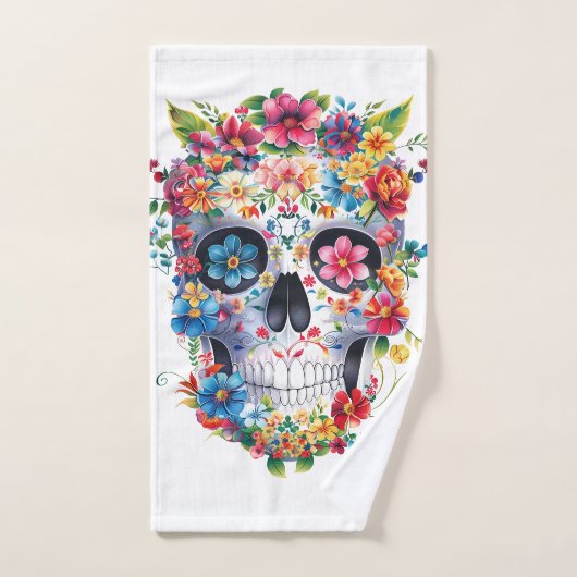 Floral schedel ontwerp handdoek (Handdoek)