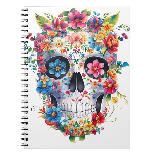 Floral schedel ontwerp notitieboek (Voorkant)