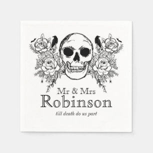 Floral schedel tot de dood ons in de servet doet