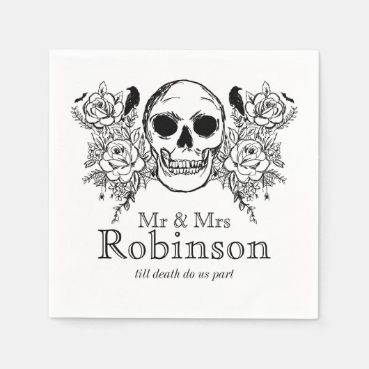 Floral schedel tot de dood ons in de servet doet (Voorkant)