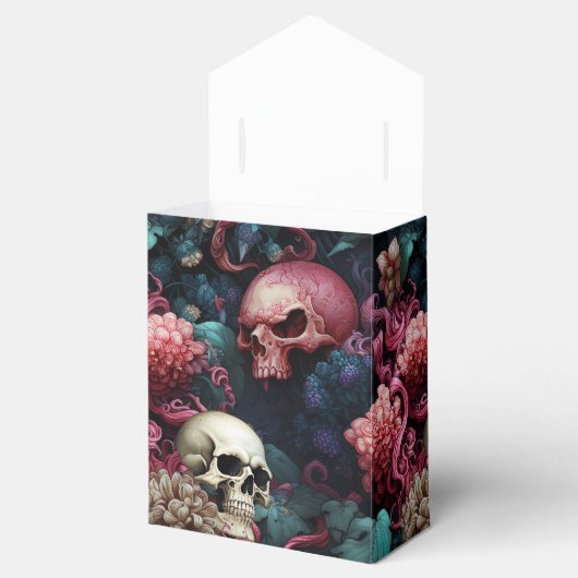 Floral schedels Octopus Tentakels Gotische bruilof Bedankdoosjes (Geopend)
