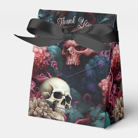 Floral schedels Octopus Tentakels Gotische bruilof Bedankdoosjes (Voorkant Zijde)
