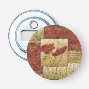 Floral schilderen met zichtbare penseelstreken button flesopener