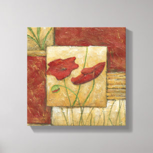 Floral schilderen met zichtbare penseelstreken canvas afdruk