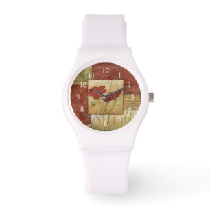 Floral schilderen met zichtbare penseelstreken horloge