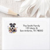  Floral Schnauzer Retouradres Etiket (Insitu)