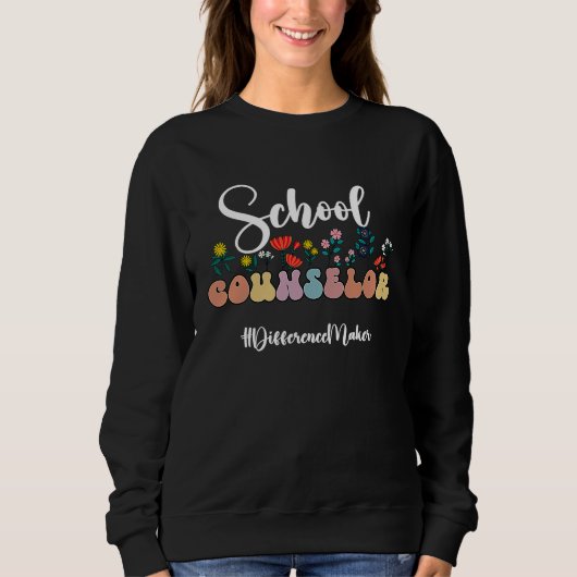Floral School Guidance Counselor Groovy Counseling Trui (Voorkant)
