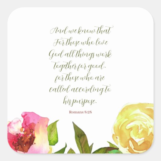Floral Schrift Romeinen 8:28 Sticker (Voorkant)
