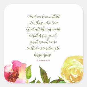 Floral Schrift Romeinen 8:28 Sticker