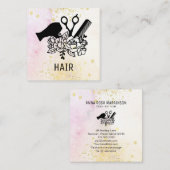 *~* Floral Scissor Combe Flower Glitter Dryer AP6 Vierkante Visitekaartje (Voorkant / Achterkant)