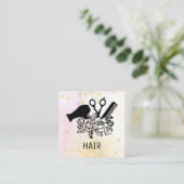 *~* Floral Scissor Combe Flower Glitter Dryer AP6 Vierkante Visitekaartje (Staand voorkant)