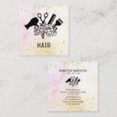 *~* Floral Scissor Flower Glitter Ombre Pastel AP6 Vierkante Visitekaartje (Voorkant / Achterkant)