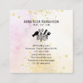 *~* Floral Scissor Flower Glitter Ombre Pastel AP6 Vierkante Visitekaartje (Achterkant)