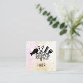 *~* Floral Scissor Flower Glitter Ombre Pastel AP6 Vierkante Visitekaartje (Staand voorkant)