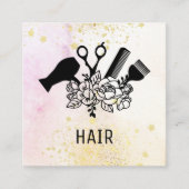 *~* Floral Scissor Flower Glitter Ombre Pastel AP6 Vierkante Visitekaartje (Voorkant)