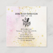 *~* Floral Scissors Comb Flower Ombre Pastel AP6 Vierkante Visitekaartje (Achterkant)