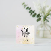 *~* Floral Scissors Comb Flower Ombre Pastel AP6 Vierkante Visitekaartje (Staand voorkant)