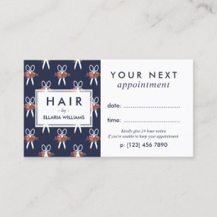 Floral Scissors Pattern Hair Stylist Appointment Afsprakenkaartje