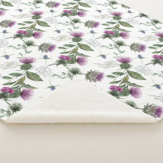 Floral Scottish Thistle Pattern Sherpa Deken (3/4)
