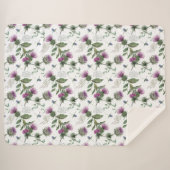 Floral Scottish Thistle Pattern Sherpa Deken (Voorkant (horizontaal))