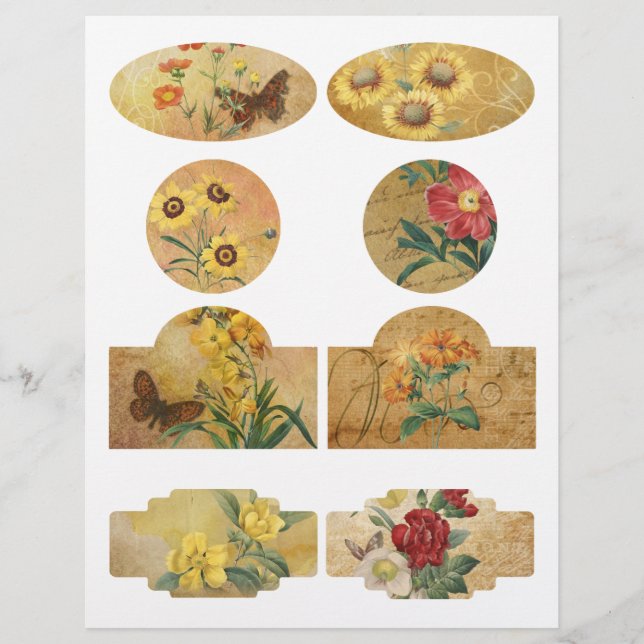 Floral Scrapbook Embellishing Labels (Voorkant)