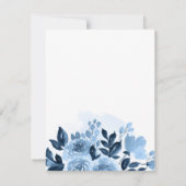 Floral Script Blue Waterverf Botanical Wedding Kaart (Achterkant)