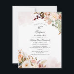 Floral Script Botanical Pastel 60th Birthday Party Kaart<br><div class="desc">Moderne Floral 60th Birthday Botanische Waterverf Uitnodiging u kunt gemakkelijk aanpassen met uw partijdetails door de "Personalize"knoop te klikken. Met moderne florale bouquet,  sappig en script moderne typografie. Ideaal voor een verrassingsfeestelijke uitnodiging voor elke mijlpaalfeest</div>