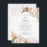 Floral Script Botanical Pastel 60th Birthday Party Kaart<br><div class="desc">Moderne Floral 60th Birthday Botanische Waterverf Uitnodiging u kunt gemakkelijk aanpassen met uw partijdetails door de "Personalize"knoop te klikken. Met moderne florale bouquet,  sappig en script moderne typografie. Ideaal voor een verrassingsfeestelijke uitnodiging voor elke mijlpaalfeest</div>