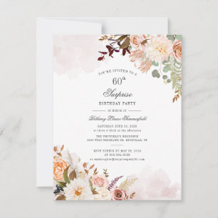 Floral Script Botanical Pastel 60th Birthday Party Kaart