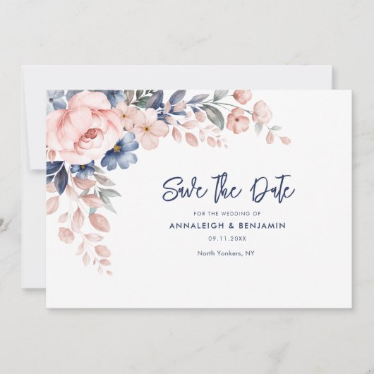 Floral Script Botanische bruiloft Save The Date (Voorkant)