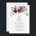Floral Script Burgundy Blush 60th Birthday Party Kaart<br><div class="desc">Floral Script Burgundy Blush 60th Birthday Party nodigt u uit om je voor de meeste verjaardagen gemakkelijk aan te passen door op de knop 'Personalize' te klikken. Met elegante bogundy, stoffig blauw, eucalyptusgroen en wazige roze bloemen met script en moderne typografie. TIP: Ontdek ons collectie van partijbenodigdheden in de winkel...</div>