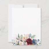 Floral Script Burgundy Botanical Modern Wedding Kaart (Achterkant)
