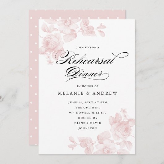  Floral Script Classic | repetitief diner Kaart (Voorkant / Achterkant)