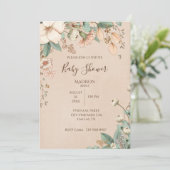  Floral Script Elegant Gender Neutral Baby Kaart (Staand voorkant)