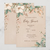 Floral Script Elegant Gender Neutral Baby Kaart (Voorkant / Achterkant)