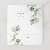 Floral Script Eucalyptus Botanical Wedding Plaatskaartje (Buitenkant ongevouwen)