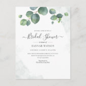Floral Script Eucalyptus Greenery Vrijgezellenfees Uitnodiging Briefkaart (Voorkant)