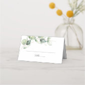 Floral Script Eucalyptus Greenery Wedding Plaatskaartje (Voorkant)