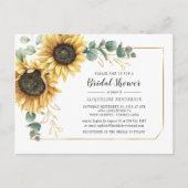 Floral Script Eucalyptus Sunflower Vrijgezellenfee Uitnodiging Briefkaart (Voorkant)