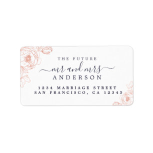 Floral Script Future Mr Mrs Wedding Return Address Etiket
