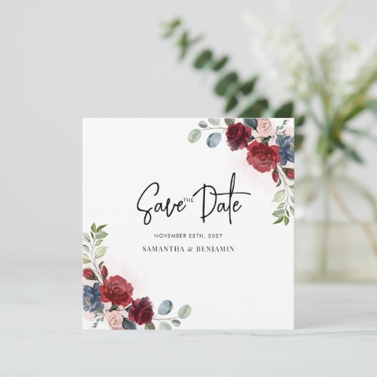 Floral Script Greenery Wedding Save The Date (Staand voorkant)