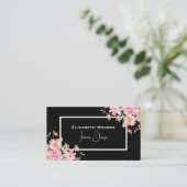 Floral Script Interior Design Black Visitekaartje (Staand voorkant)