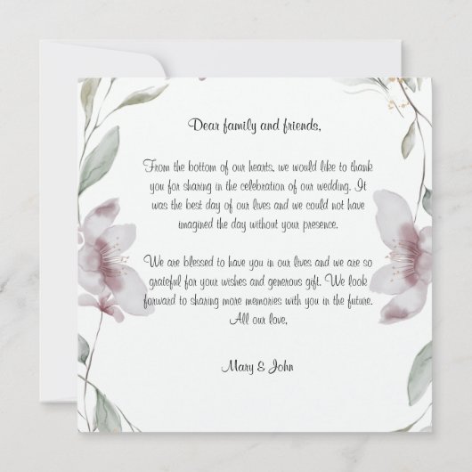 Floral Script Love Heart Wedding (Achterkant)