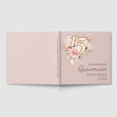 Floral Script Modern 15th Birthday Quinceanera Gastenboek (Volledig)