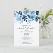 Floral Script Navy Blue Waterverf Vrijgezellenfees Kaart (Staand voorkant)