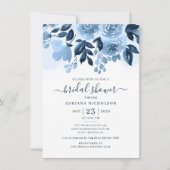 Floral Script Navy Blue Waterverf Vrijgezellenfees Kaart (Voorkant)