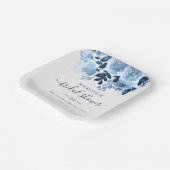 Floral Script Navy Blue Waterverf Vrijgezellenfees Papieren Bordje (Gebogen)