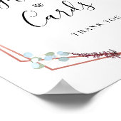 Floral Script Paarse Geometrische Huwelijkscadeaus Poster (Hoek)