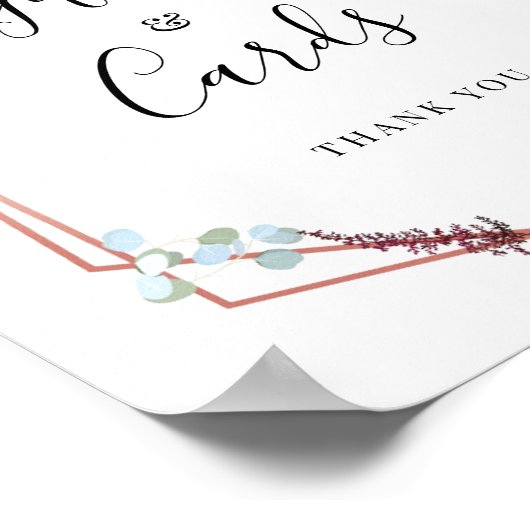 Floral Script Paarse Geometrische Huwelijkscadeaus Poster (Hoek)