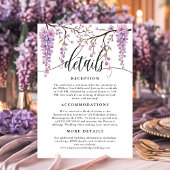 Floral Script Paarse Wisteria Kalligrafie Details Informatiekaartje